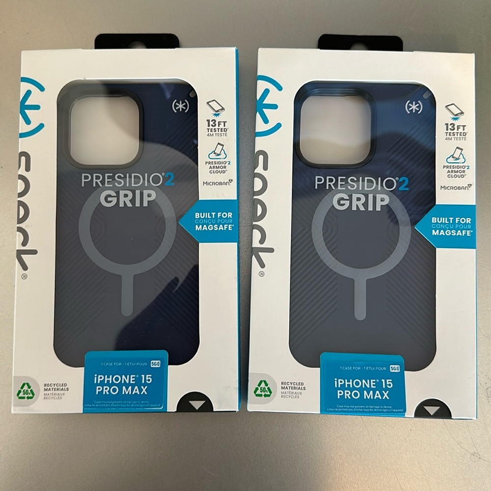 Speck presidio2 Grip iPhone 15 pro max phone case. Built for MagSafe